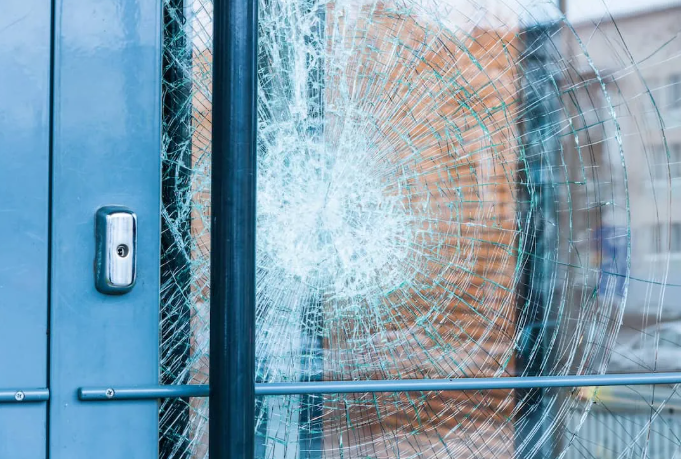 broken glass door